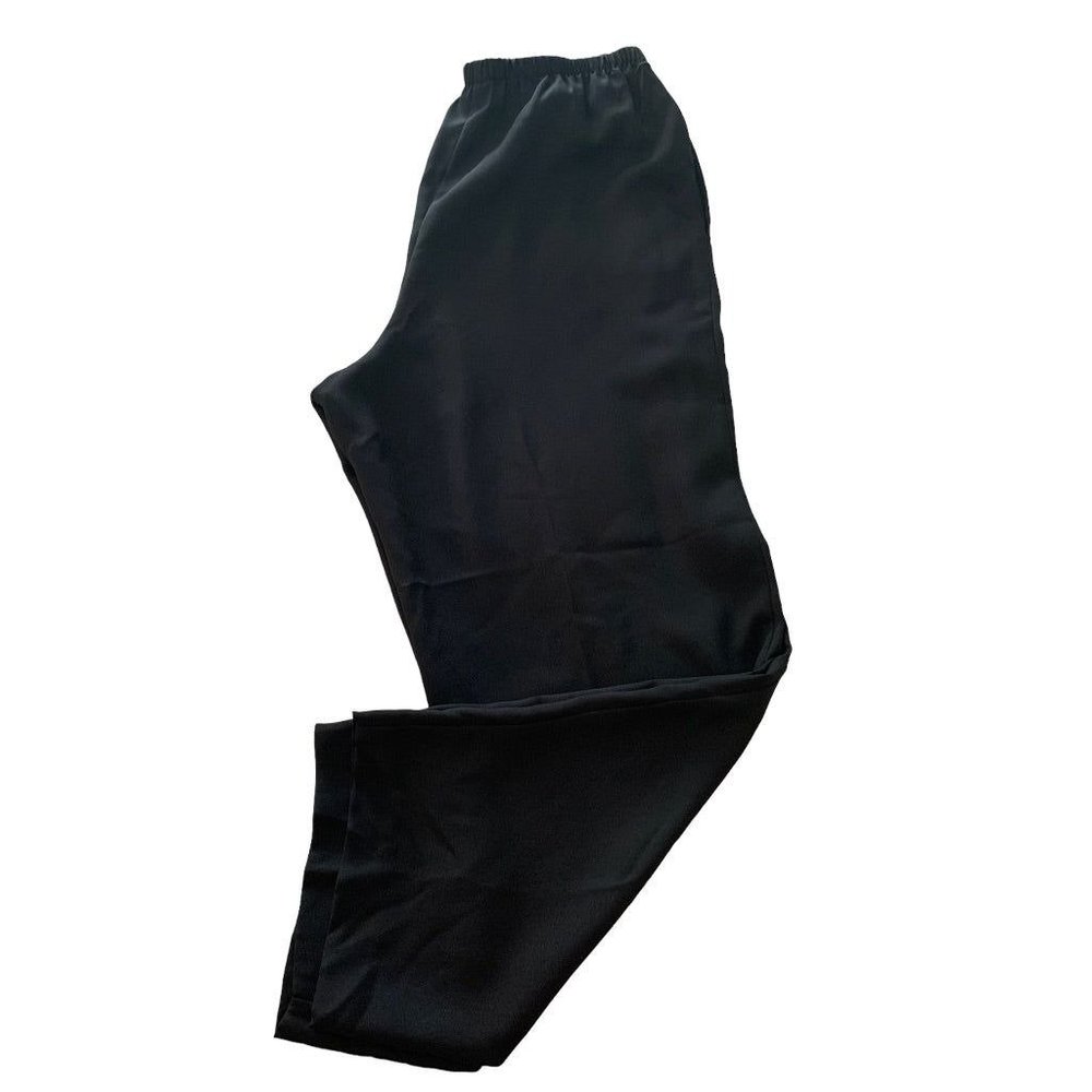 14P Leslie Fay Petite Women's Black Lightweight Slightly Sheer Pull On Pants Poc